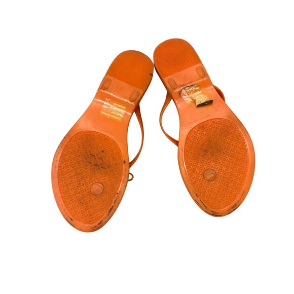 Tory Burch Orange Jelly Bow Thong Flip Flop Sandals Size 7 - Picture 8 of 10